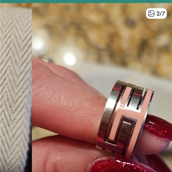 Hermès Silver and Pink Ring W/Dustbag - Picture 3 of 6